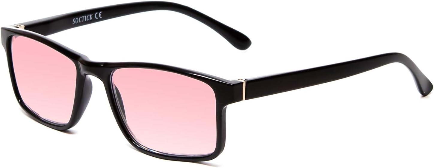 Pink FL-41 Tinted Reading Glasses Light Sensitivity Men Women Outdoor Indoor Fluorescent Photophobia Eyeglass