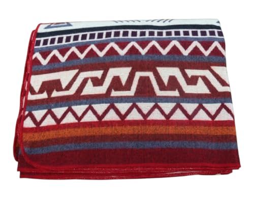Image of Alpaca Wool Blanket - Warm, Thick, Ultra Soft, Throw 78 x 47, Reversible 2-in-1, Hypoallergenic, Non-Itchy, Washable - Great for Couch, Camping, Travel, Picnics & Cozy Home Comfort,(Red, Throw)