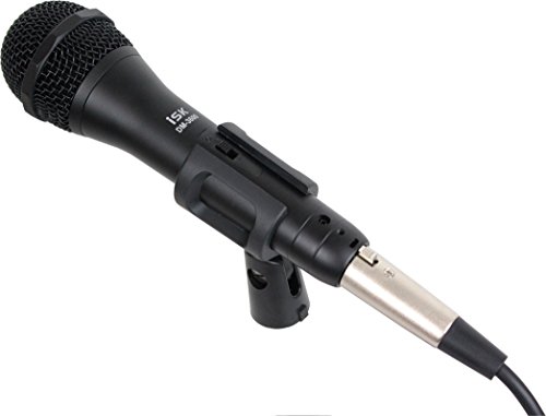 iSK DM-3600 Vocal Dynamic Microphone with a microphone cable and a holder