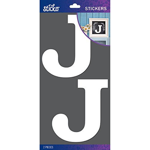 Sticko Basic White Monogram Stickers-J, Other, Multicoloured, 0.25x10.79x22.22 cm, Multicolor