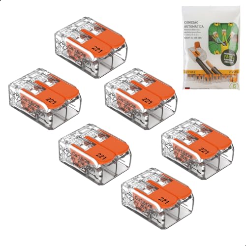Kit 6 uni. Conector Elétrico de Emenda Rápida 221-412 – Até 4mm² ...
