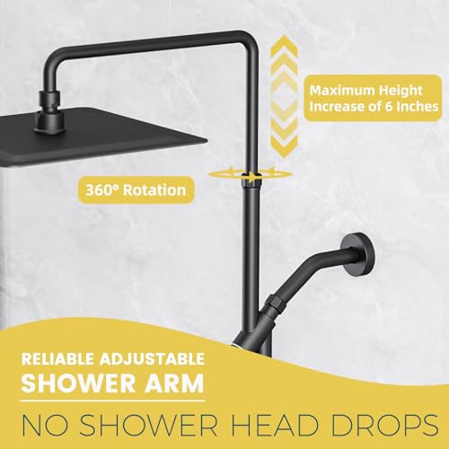 Shineforu 10 Inch Rain Shower Heads with Handheld Spray Combo, Dual Shower Head with Adjustable Slide Bar and Stainless Steel Hose, Height Adjustable - image 2