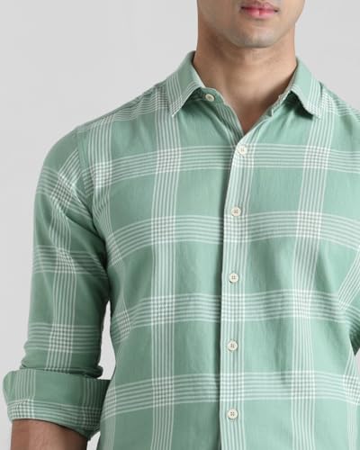Image of MUFTI Purple Checks Slim Fit Shirt