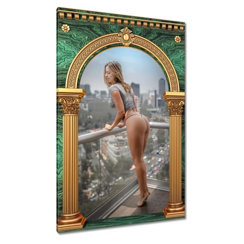 Peinture sur toile haut de gamme 80 x 120 cm Fille avec courbes décoration salon chic