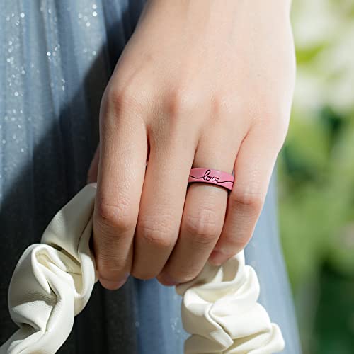 ThunderFit Laser Engraved Silicone Anniversary Rings for Her - Flexible & Comfortable Engagement Promise Rubber Ring for Women - Gifts for Women - Durable Band for Active Lifestyle or Everyday Wear3