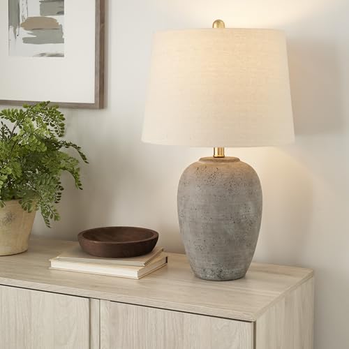 Nourison BIT05 23 Inch Rustic Brown With Gray Undertones Ceramic Pot Table Lamp thumb #3