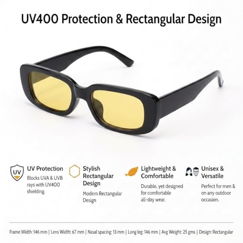 Image of Salty Alpha Lightweight Square Sunglasses For Men stylish | Carry Pouch Included | UV Protection Fashion Goggles for Women Durable | Gift for Man & Woman