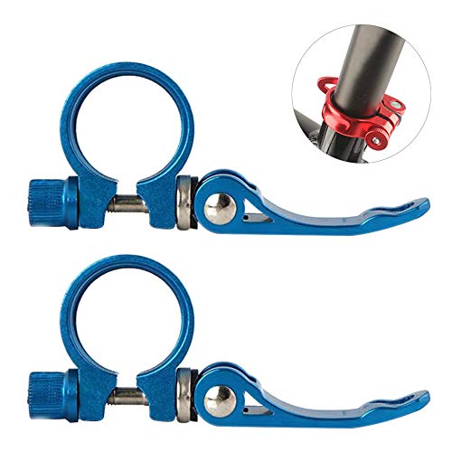 DAZISEN Bicycle Seat Tube Clip - Aluminium Alloy Ultralight Quick Release Road Bike Seatpost Seat Post Clamp 31.8mm Blue,2*Blue,31.8mm