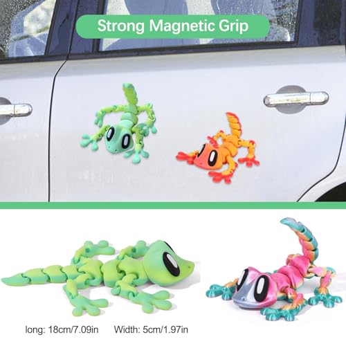 Imán decorativo de lagarto articulado 3D para refrigerador miniatura 5