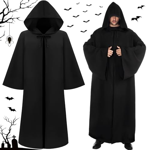 FAMKEEP Hombres con Capucha Capa, Disfraz de Halloween para Adultos, Capa de Disfraces de Caballero, para Fiestas Temáticas y Bailes de Máscaras de Halloween Cosplay Disfraces (L)