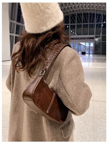 Image of SweatyRocks Women's Studded PU Leather Zipper Shoulder Bag Top Handle Casual Crossbody Bag Y2k Purse | PU Leather
