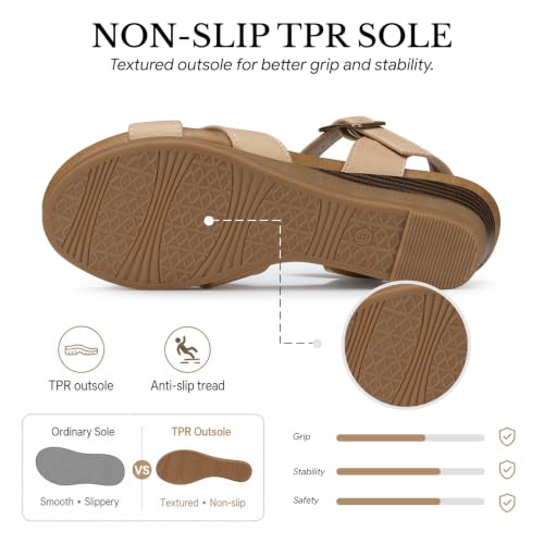Image of SHIBEVER Wedge Sandals for Women Dressy: Comfortable Low Heel Summer Sandal | Casual Walking All-Day Comfort Dress Ladies Strappy Shoes - Ankle Strap Arch Support with Cushioned for Work Vacation