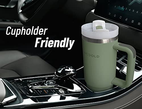 Dloccold 40 Oz Stainless Steel Tumbler With Handle, Insulated Tumbler With Lid & Straw, Travel Mug Cup Holder Friendly, Reusable Large Tumbler For Water, Iced Tea Or Coffee, Gift For Men Women (Cream) #TOP4