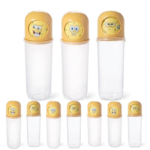 Box Multiúso Bob Esponja Tubo Estojo Porta Objetos Itens Higiene Infantil Lembrança de Aniversário e Sacola Surpresa - 5 Unidades