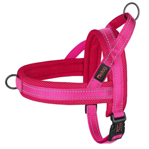 Image of Didog No Pull Dog Harness for Small Dogs, Breathable Mesh Padded,Hot Pink,S | Quick Fit, Easy On and Off, Lightweight, Reflective Vest Harness for Night Safty, Easy for Walking and Training, Chest 18-22 inch