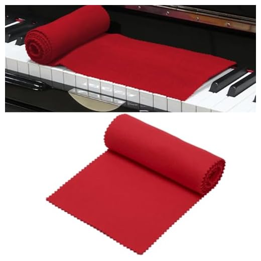 Paño para Cubrir Teclado de Piano, Paño Protector para Teclado de Piano, Paño Antipolvo para Teclado, Funda para Teclado de Piano, Fácil de Limpiar, 88 teclas, 125 x 15 cm, Rojo