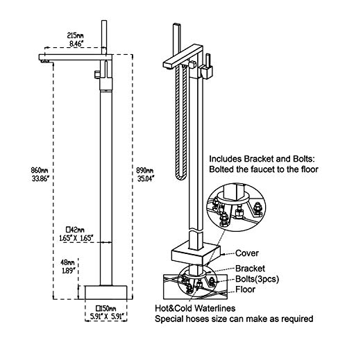 Artiqua Freestanding Bathtub Faucet Tub Filler Brushed Nickel Brass Bathroom Faucets Floor Mounted With Handheld Shower #TOP1