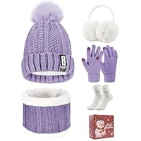 Tuopuda Gorro Bufanda de punto Set Invierno con Guantes de
