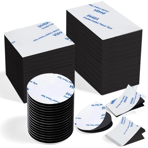Double Face Extra Fort,Adhesif Puissant Double Face Ruban Mousse,60 Pièces Scotch Double Face Pour Sur le Sol, Portes,Plastiques, Verres et Métal Noir Patin Adhésif de Montage