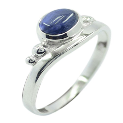Bague iolite en argent 925 de style cabochon faite pour l'élégance durable