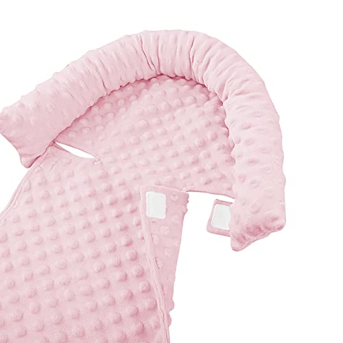 Image of Pea Pod Car Seat Head Support Infant Baby Carseat Head Support & Strap Covers for Newborns Ultra Soft Minky Dotted Fabric Infant Car Seat Insert Perfect for Baby Carseats, Strollers, and Bouncers