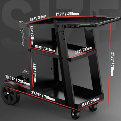 YESWELDER 3-Tier Welding Cart, Tilted Platform and 360° Rolling