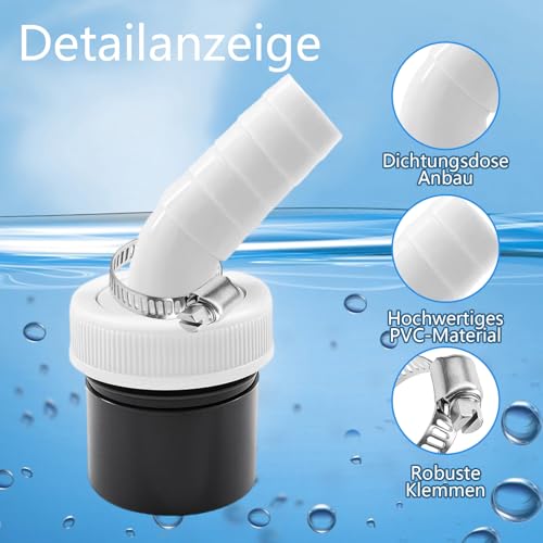 Waschmaschine Abfluss Adapter, 4 Stück Waschmaschinenanschluss Abfluss, Ablauf Adapter für Geschirrspüler und Waschmaschine, Einfache Installation, Platzsparendes Design