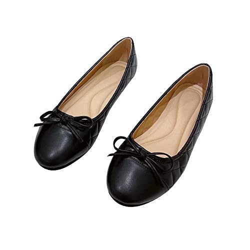 Stunner Women's Casual Flats Comfortable Round Toe Slip On Ballet Flats with Bow Decoration - Main Image