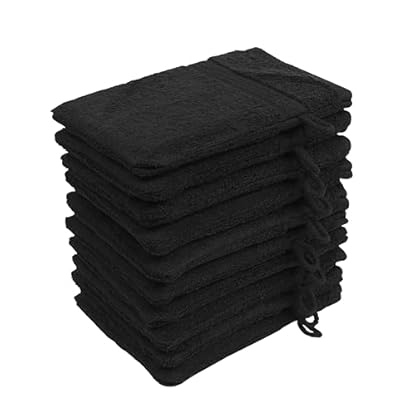 10er Set Waschhandschuhe Waschlappen Schwarz 16x21 cm | 100% Baumwolle Frottier | Oeko-TEX® Standard 100 | Premium Qualität 500 g/m² – Bild 4