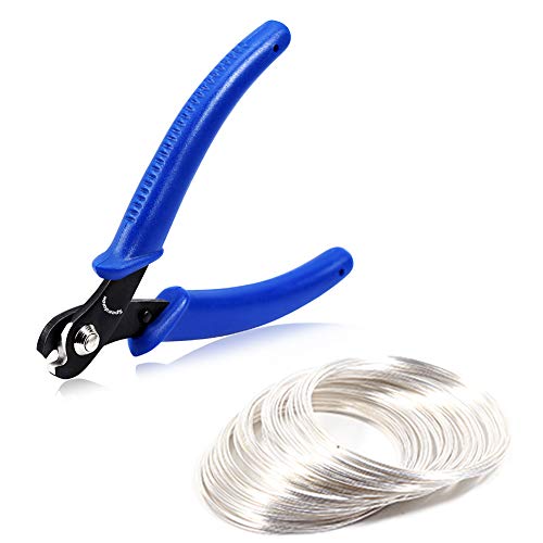 SPEEDWOX メモリーワイヤー 専用ニッパー セット 100ループ シルバー 形状記憶ワイヤー 線径0.6mm 直径6cm ワイヤーカッター ブレスレット用 工具 ビーズ アクセサリー製作 手芸用品