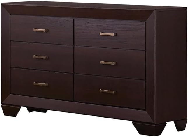 Miniatura 8 de MAKLAINE Juego de dormitorio completo de madera de 4 piezas en marrón y cacao oscuro