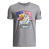 Under Armour Boys' Freedom Fun Graphic Short Sleeve T Shirt, (035) Steel Light Heather / / Black, Medium