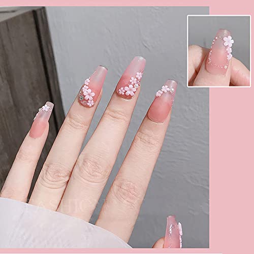3D Flower Nail Charms For Acrylic Nails, 6 Boxes Colorful Flower 3D Nail Rhinestone Kit White Pink Purple Crystal Cherry Blossom Nail Art Decals Charms With Pearls For Nail Art Body Craft Diy Supply #TOP2