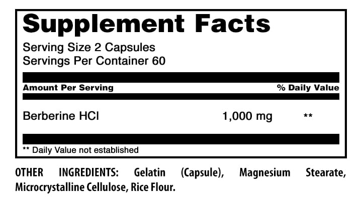 Amazing Formulas Berberine 1000mg Per Serving 120 Capsules Supplement | Gluten Free | Made in USA — Amazon image 2