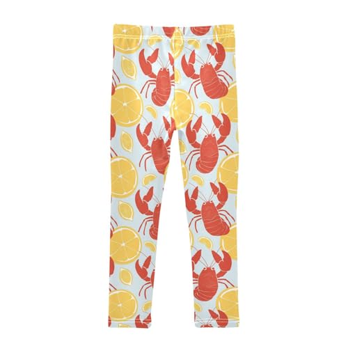 Red Lobster Girls' Leggings Toddler Doodles Lemon Slices Kids Yoga Pants Dance Active Tights 4T2