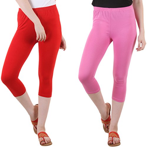 Image of DIAZ Women's Regular Fit Plain 3 /4th Capri Pants-Pack of 2