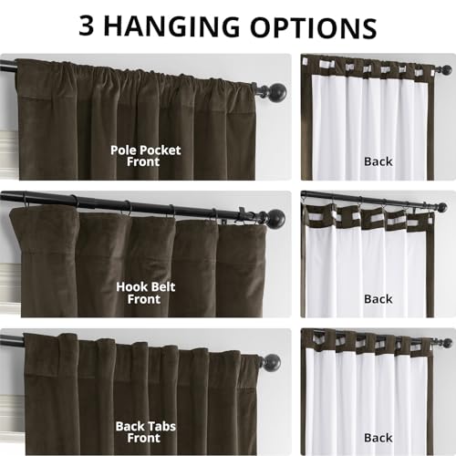 HPD Half Price Drapes Signature Velvet Thermal Blackout Curtains for Living Room 84 Inch Long (1 Panel) Rod Pocket Insulated Blackout Curtains for Bedroom Window Curtains, 50W x 84L, Java