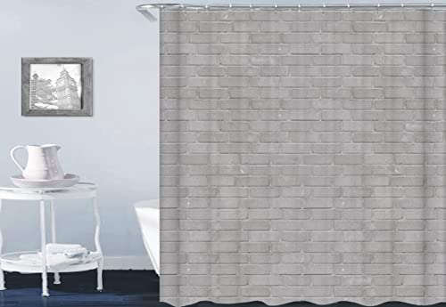 Rideau de douche imperméable en polyester gris 165x200cm effet briques