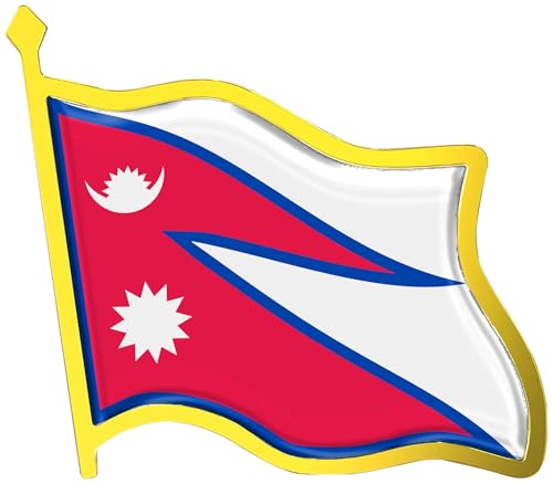 Nepal Flag Lapel Pin - Enamel Metal National Badge | World Travel Souvenir Gifts for Men & Women | Country Flag Patriotic Brooch Bulk Pack of Pins for Hat, Tie, Clothes, Backpack (1pc)