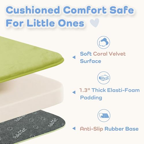 Image of 1.3 inch Thick Baby Floor Play Mat 50x50, Basic Padded Foam Mat for Tummy Time Crawling, Non Slip Cushioned for Babies Toddlers Infants Kids (Light Green)
