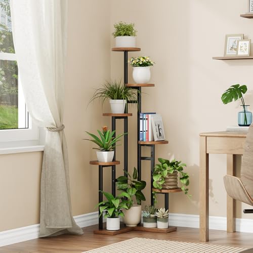HOOBRO 7-stufiger Pflanzenständer, 120 cm hoch, Blumenständer für Innenräume, rundes Pflanzenregal, Blumenhocker… – Ansicht 6