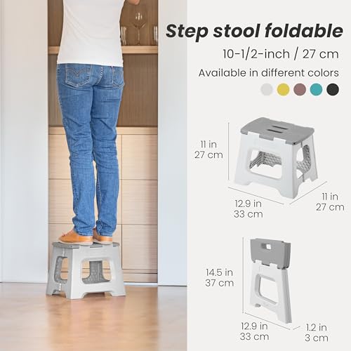 Image of Vigar Compact Foldable Step Stool, 10-1 /2-Inch, Gray