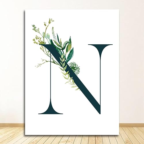 Peinture paysage plantes vertes grand format pour décorer un salon lumineux avec citations murales