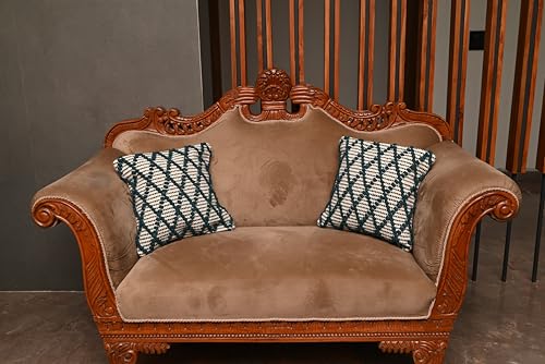Image of TIB Premium Boho Decorative Throw Cushion Covers, 16 x 16 cm, Set of 2, Cotton. (Blue Cross)-230 TC