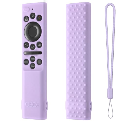 Image of Oboe Silicone Tv Remote Cover Compatible with Samsung Smart Tv Remote 2026 Model BN59-01498A Open Key Case with Lanyard (Lavender Purple) [REMOT E NOT Included]