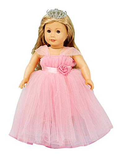 Girls Doll Clothes and Accessories  Princess Costume  Wedding Dress  Party Gown Dress for 18 inch Dolls (Pink)