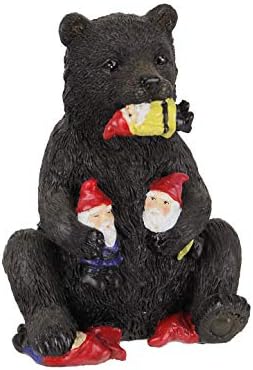 DeLeon Resin Naughty Black Bear Eating Garden Gnomes Figure Indoor Outdoor Sculpture
