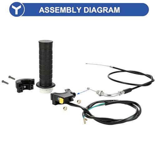 Image of YOXUFA 2 Stroke Twist Throttle Handle Grip Throttle Cable 50 inch Replacement for Motorized Bike 80cc 49cc 100cc 50cc Engine Bicycle Parts with 7 /8 inch 22mm Handlebar Kit