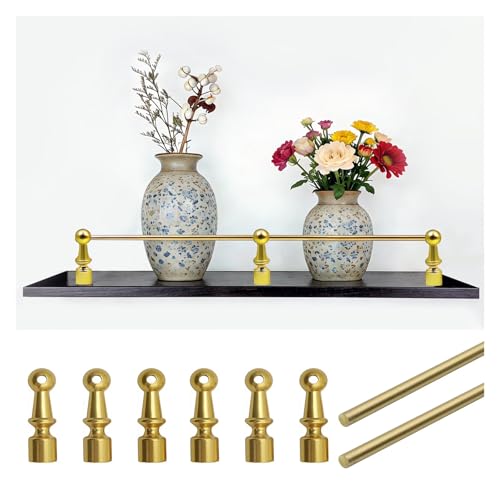 Tyzlup Solid Brass Shelf Guardrail, Gold Gallery Rail for Wine