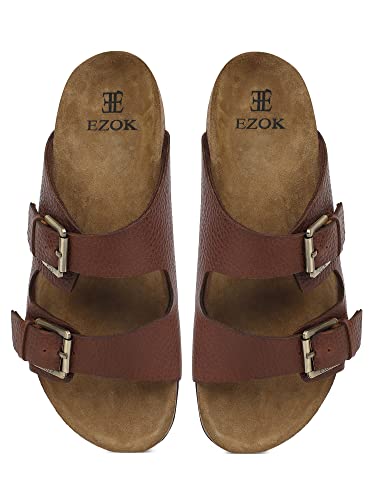 Image of Ezok Men's Flat Casual Sandals | Adjustable Buckle Closure | Comfortable Outdoor & Beach Footwear